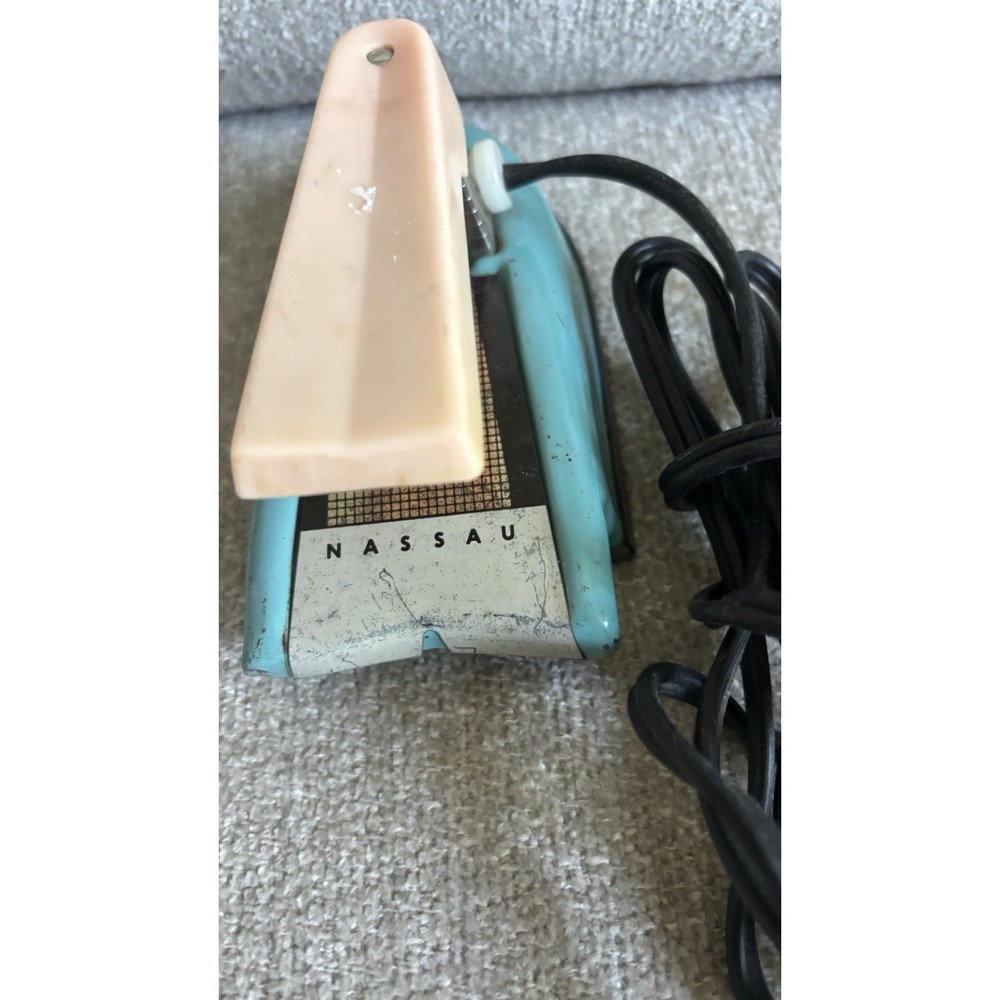 Nassau Brand Childrens Iron Vintage 1950s Electric Plug In Toy Turquoise Pink Rv